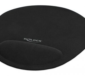 DELOCK mousepad 12040 με gel στήριγμα καρπού, 230 x 202mm, μαύρο
