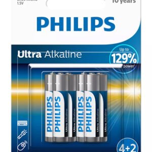 PHILIPS Ultra αλκαλικές μπαταρίες LR03E6BP/10, AAA LR03 1.5V, 6τμχ