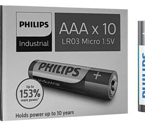 PHILIPS Industrial αλκαλικές μπαταρίες LR03I10C/10, AAA LR03 1.5V, 10τμχ