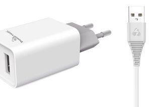 POWERTECH φορτιστής τοίχου PT-776 με καλώδιο USB-C, 2x USB, 2.1A, λευκό
