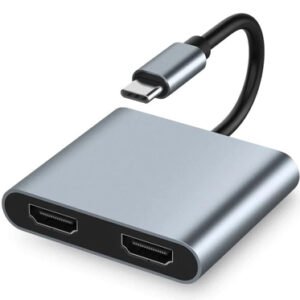 POWERTECH docking station PTH-113, 4 θυρών, USB-C, 4K, 100W, γκρι