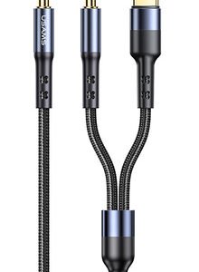 USAMS καλώδιο ήχου 3.5mm σε USB-C & 3.5mm US-SJ555, 1.2m, μαύρο