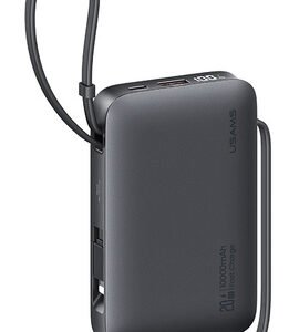 USAMS power bank CD228 με 2x καλώδια, 2x θύρες εξόδου, 10000mAh, 20W, γκρι