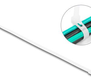 DELOCK reusable δεματικά καλωδίων 18642, 200x4.8mm, λευκά, 100τμχ