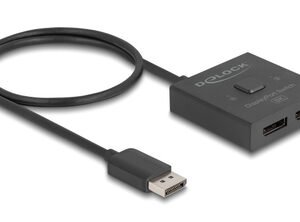 DELOCK DisplayPort switch 18906, 2 σε 1, bidirectional, 8K/30Hz, μαύρο