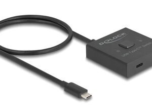 DELOCK USB-C switch 18911, 2 σε 1 bidirectional, 10Gbps, 8K, 100W, μαύρο