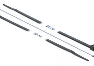 DELOCK Δεματικά καλωδίων 18950 με οπή στερέωσης, 200x4.8mm, μαύρα, 10τμχ