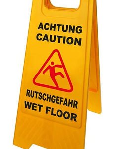 Προειδοποιητική πινακίδα "caution wet floor" 520112, 21-30x58cm, κίτρινη