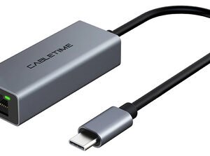 CABLETIME αντάπτορας δικτύου CT-CML100, USB-C, 100Mbps Ethernet, γκρι