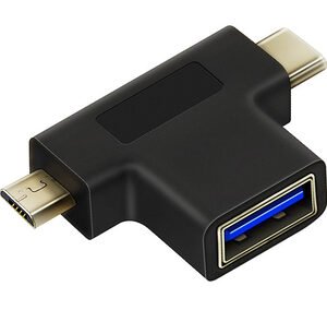 CABLETIME αντάπτορας USB σε USB-C & micro USB CT-3IN1-AB, 5Gbps, μαύρος