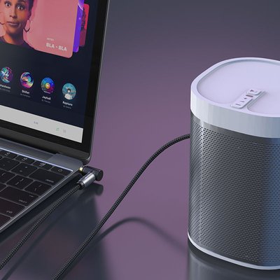 CABLETIME καλώδιο ήχου 3.5mm CT-P11RGN, γωνιακό, AUX, 1m, μαύρο - Image 2