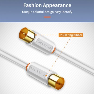 CABLETIME καλώδιο κεραίας CT-AV101, 75 Ohm, 1m, λευκό - Image 2