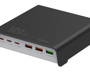 LDNIO σταθμός φόρτισης Q605, 3x USB-C & 3x USB, 120W, PD/QC, μαύρος
