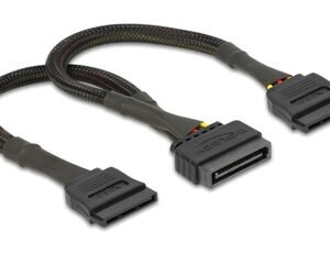 DELOCK καλώδιο SATA 15pin σε 2x SATA 15pin 60135, 0.25m, μαύρο