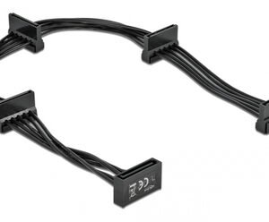 DELOCK καλώδιο SATA 15pin σε 4x SATA 15pin 60395, 40cm, μαύρο