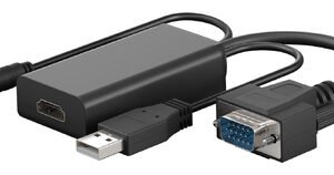 GOOBAY αντάπτορας VGA σε HDMI 61259, 3.5mm Jack, 1080p/60Hz, μαύρος