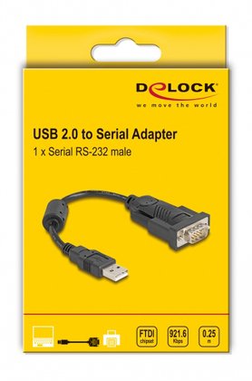 DELOCK αντάπορας USB σε RS-232 61549, 921.6Kbps, 0.25m, μαύρος - Image 2
