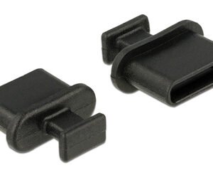 DELOCK κάλυμμα προστασίας για θύρα USB-C 64013 με λαβή, μαύρο, 10τμχ