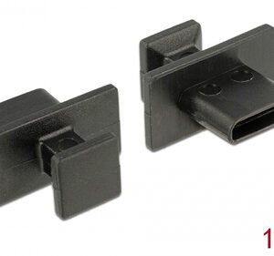 DELOCK κάλυμμα προστασίας για θύρα USB-C 64015 με λαβή, μαύρο, 10τμχ