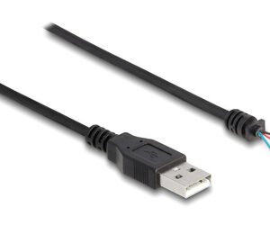 DELOCK καλώδιο USB 64184 με ελεύθερα άκρα, 28 AWG, 1m, μαύρο