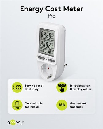 GOOBAY μετρητής κατανάλωσης ρεύματος 64590 με οθόνη, 16A, λευκός - Image 2