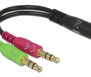 DELOCK καλώδιο 3.5mm σε 2x 3.5mm 65459, CTIA, 12cm, μαύρο