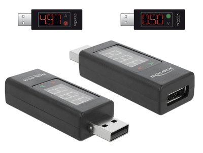 DELOCK αντάπτορας USB 65569 με οθόνη ένδειξης V/A, έως 5V/4A, μαύρος - Image 3