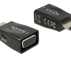 DELOCK αντάπτορας HDMI σε VGA 65902, 1920x1200p/60Hz, μαύρος