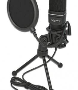 DELOCK Mικρόφωνο studio με pop φίλτρο & αντιανέμιο 66331, πυκνωτικό, USB