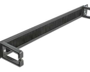 DELOCK cable management 66486, 19"/1U rack, 2x γάντζοι & βούρτσα, μαύρο