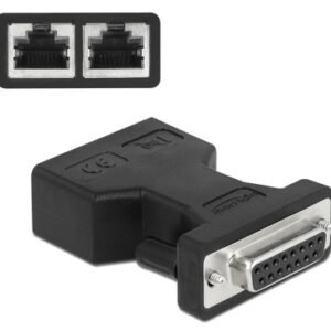DELOCK αντάπτορας D-Sub 15 Pin σε 2x RJ45 66806, μαύρος