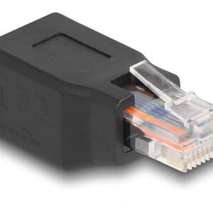 DELOCK αντάπτορας RJ45/RJ48/RJ50 66991, 10P/10C pin out 1:1, μαύρος
