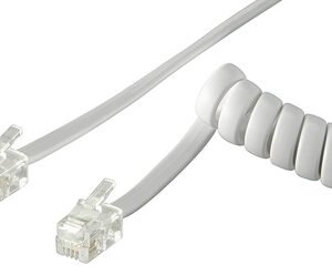 GOOBAY καλώδιο τηλεφώνου 68601, spiral, RJ10 4P4C, CCA, 4m, λευκό