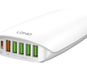 LDNIO σταθμός φόρτισης A6573C, USB-C/5x USB, 65W, PD/QC, λευκός