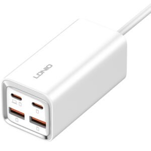 LDNIO σταθμός φόρτισης A4610C, 2x USB-C & 2x USB, 65W, PD/QC, λευκός
