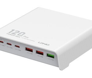 LDNIO σταθμός φόρτισης Q605, 3x USB-C & 3x USB, 120W, PD/QC, λευκός