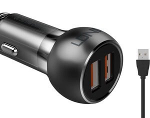 LDNIO φορτιστής αυτοκινήτου C503Q με καλώδιο, 2x USB, 36W, QC, γκρι
