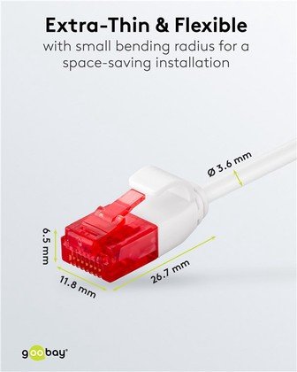 GOOBAY καλώδιο δικτύου 71549, CAT 6 U/UTP, slim, copper, 250MHz, 0.15m, λευκό - Image 4