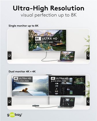 GOOBAY καλώδιο USB-C 74193, USB4, 100W, 40Gbps, 8K/60Hz, 2m, μαύρο - Image 4