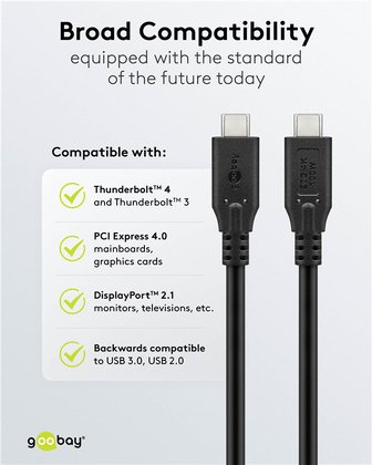 GOOBAY καλώδιο USB-C 74197, USB4, 100W, 20Gbps, 4K/60Hz, 2m, μαύρο - Image 3