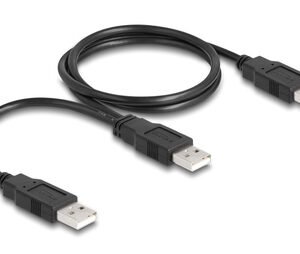 DELOCK καλώδιο USB σε 2x USB 80000, 480Mbps, 70cm, μαύρο