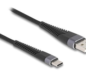 DELOCK καλώδιο USB σε USB-C 81121, 60W, 480Mbps, 1m, μαύρο