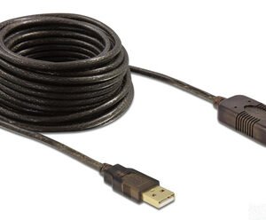 DELOCK καλώδιο USB 2.0 αρσενικό σε θηλυκό 82308, active, 5m, μαύρο