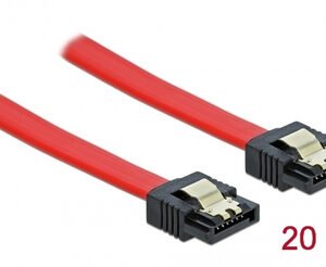 DELOCK καλώδιο SATA 82675, 6 Gb/s, 20cm, κόκκινο