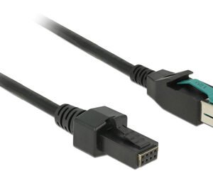 DELOCK καλώδιο PoweredUSB σε 2x 4pin 85484 για POS, 12V, 3m, μαύρο