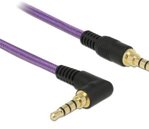 DELOCK καλώδιο Jack stereo σε Jack stereo 4pin 3.5mm, 90°, μωβ, 1m