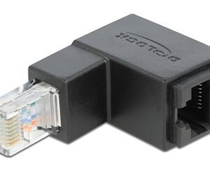 DELOCK αντάπτορας RJ45 86423, CAT 6 UTP, γωνιακός 90°, μαύρος