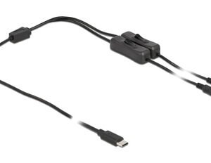 DELOCK καλώδιο USB Type-C σε 2x DC 5.5 x 2.1mm 86800, 1m, μαύρο