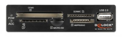 DELOCK USB 9-pin card reader 91708, CF/SD/XD/MS/Micro SD/USB, 3.5" bay - Image 2