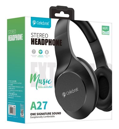 CELEBRAT headphones A27, wireless & wired, Bluetooth 5.3, Φ40mm, μαύρα - Image 4